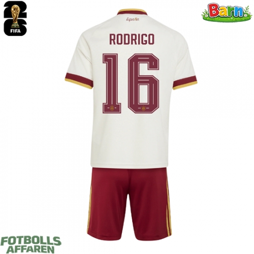 Spanien Rodri Hernandez #16 Bortaställ Barn VM 2026 Kortärmad (+ Korta byxor)
